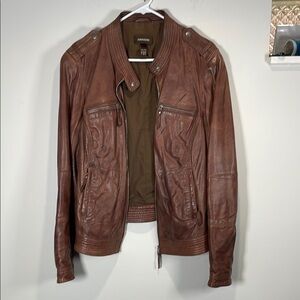 Danier Vintage Brown Leather Motorcycle Jacket